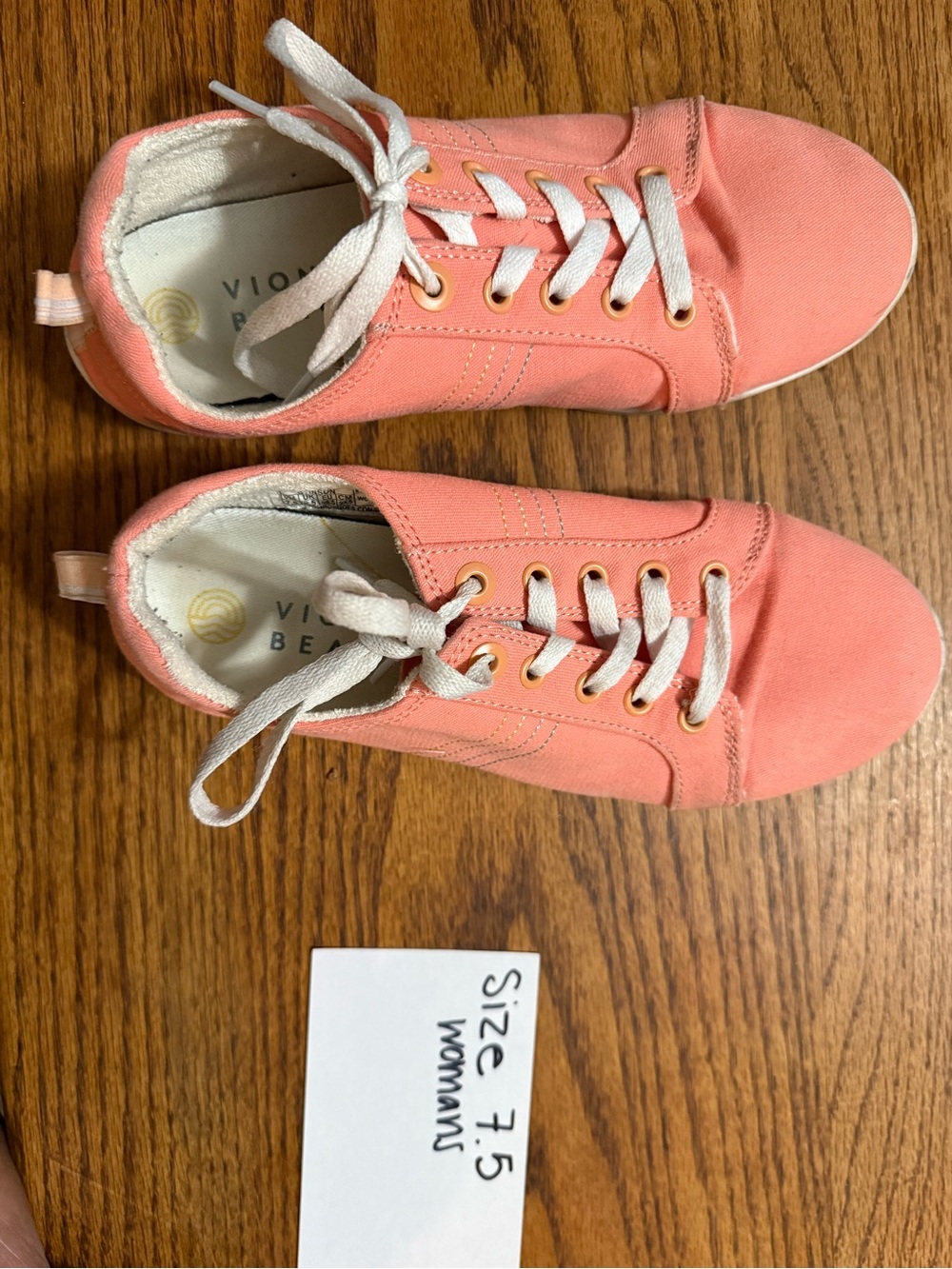 Vionic Coral Pink Canvas Lace-Up Sneakers